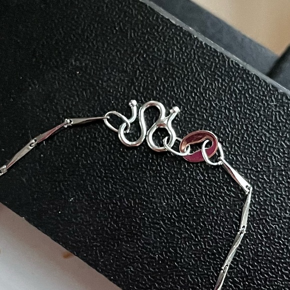 Sterling silver chain and real white gold pendant with cubic zirconia stone - Picture 2 of 5